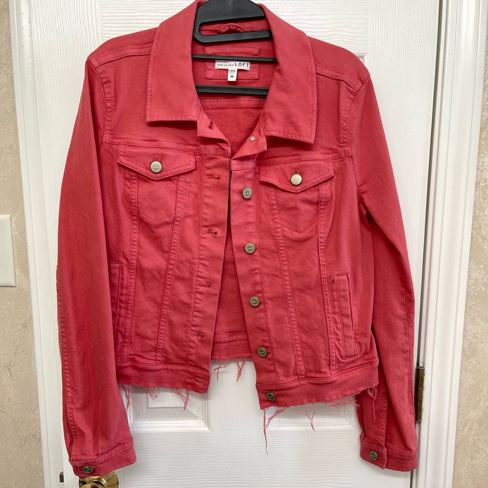 Loft Burnt Orange Distressed Jean Jacket  Size M